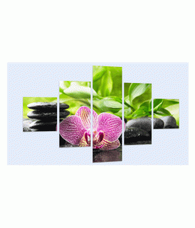 Multi-canvas Zen pietre floare 5x